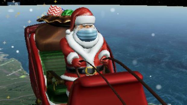 Santa flying in his sleigh